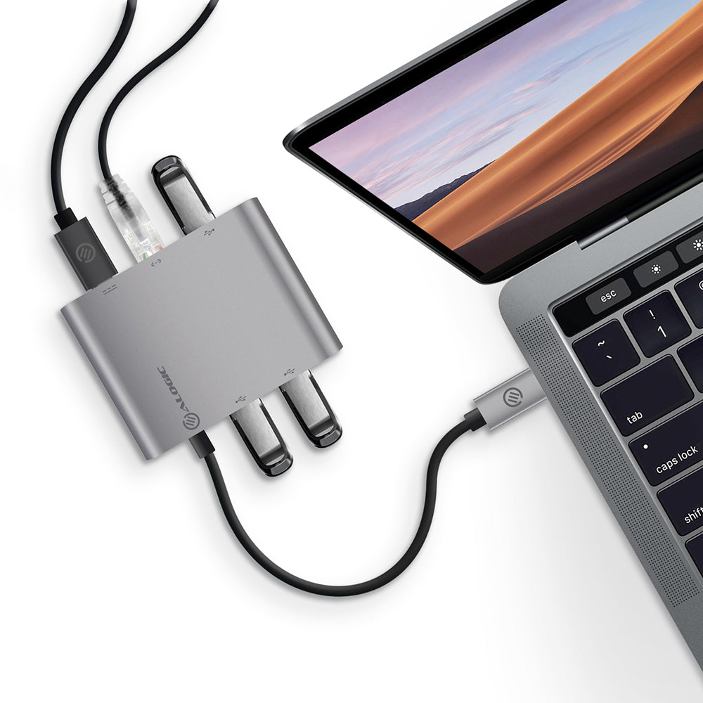 USB-C MultiPort Adapter with Gigabit Ethernet/ 3 x USB 3.0/USB-C with Power Delivery - Prime Series