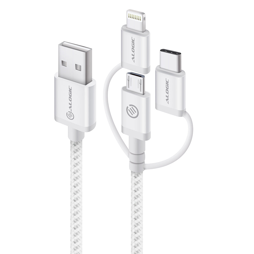 3-in-1 Charge & Sync Combo Cable - Micro USB + Lightning + USB-C - Prime Series