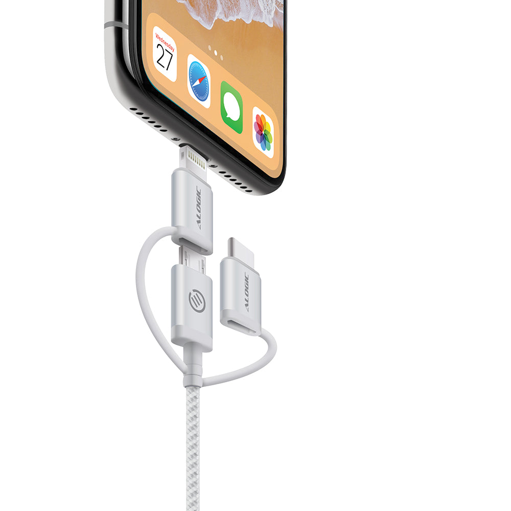 3-in-1 Charge & Sync Combo Cable - Micro USB + Lightning + USB-C - Prime Series