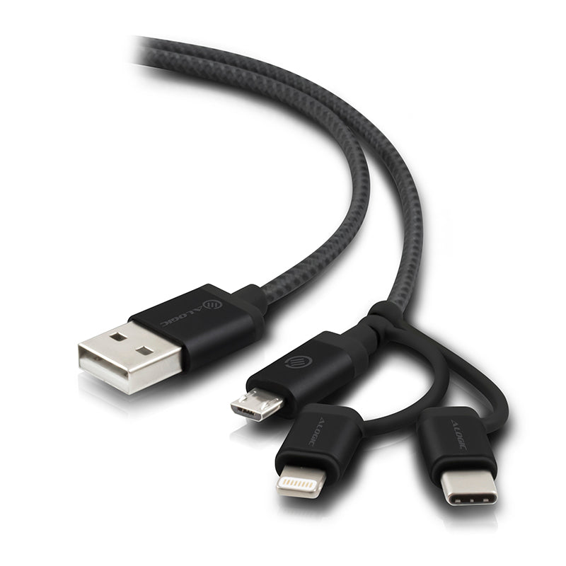 3-in-1 Charge & Sync Combo Cable - Micro USB + Lightning + USB-C - Prime Series