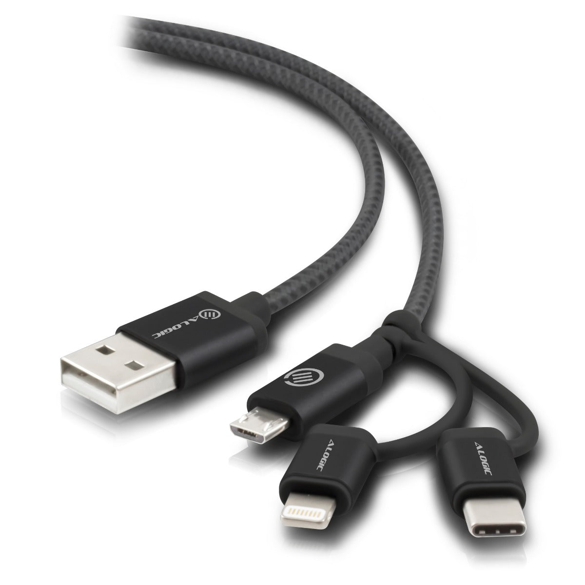 3-in-1 Charge & Sync Combo Cable - Micro USB + Lightning + USB-C - Prime Series