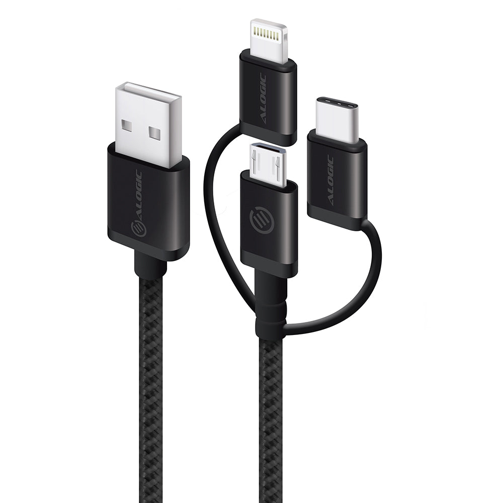 3-in-1 Charge & Sync Combo Cable - Micro USB + Lightning + USB-C - Prime Series