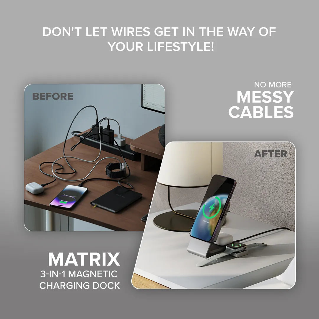 Matrix 3-In-1 Universal Magnetic Charging Dock with Apple Watch Charger