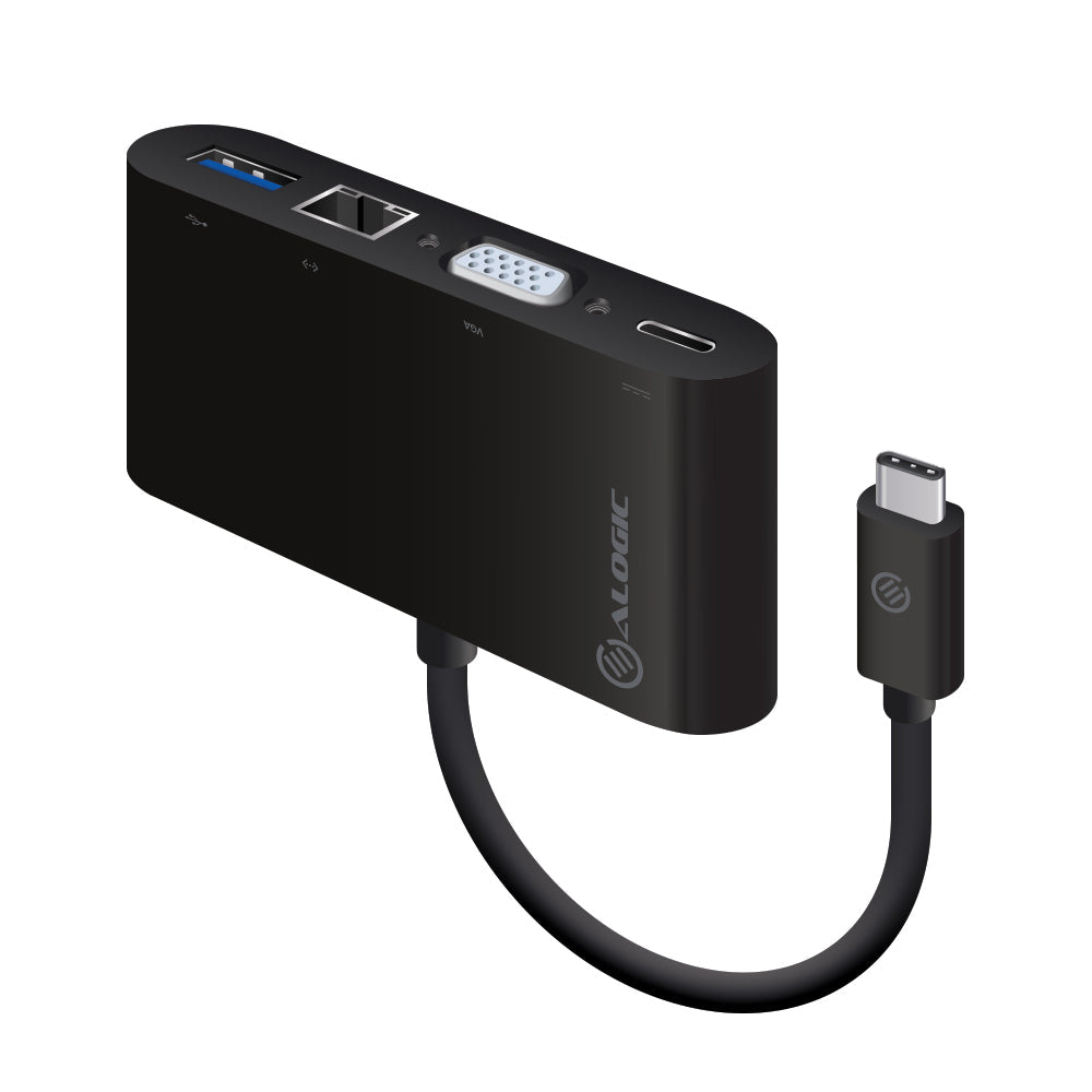 USB-C Multiport Adapter with VGA/USB 3.0/Gigabit Ethernet/USB-C Power Delivery (60W/3A)