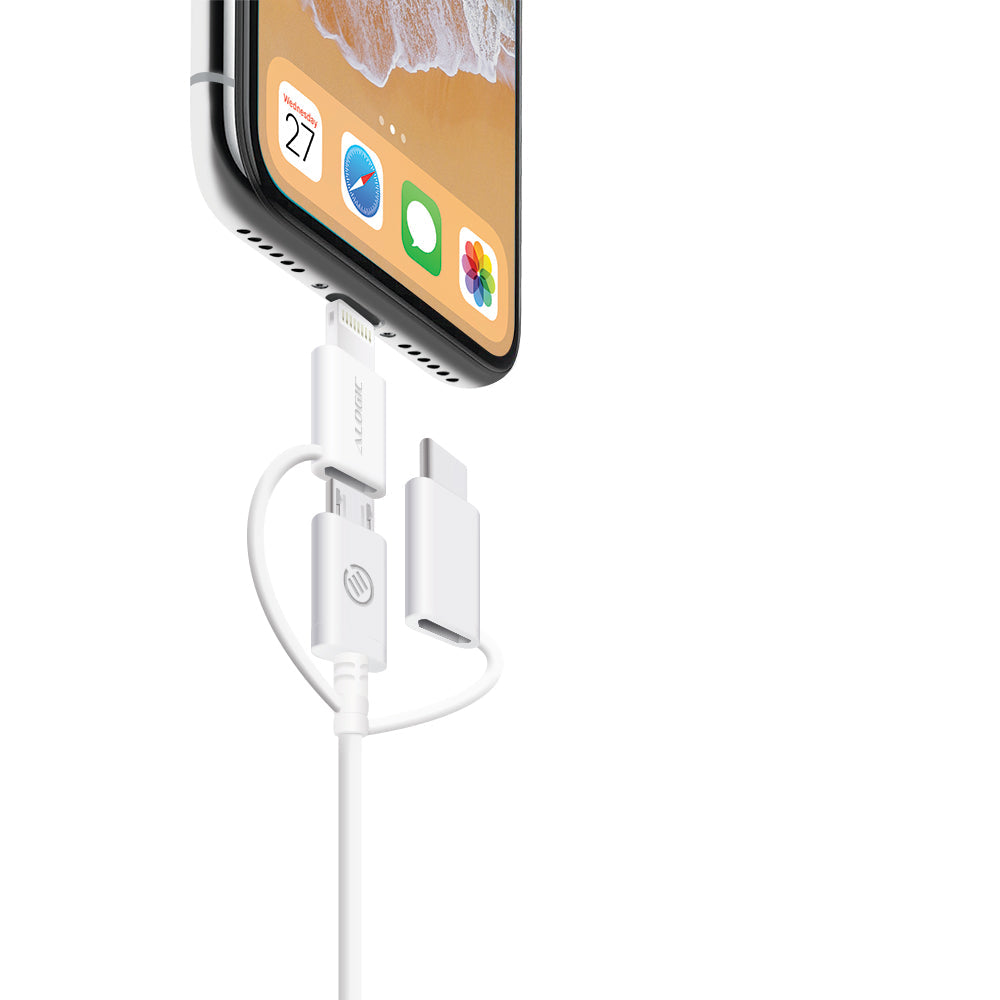 3-in-1 Combo Charge & Sync Cable - Micro USB + Lightning + USB-C