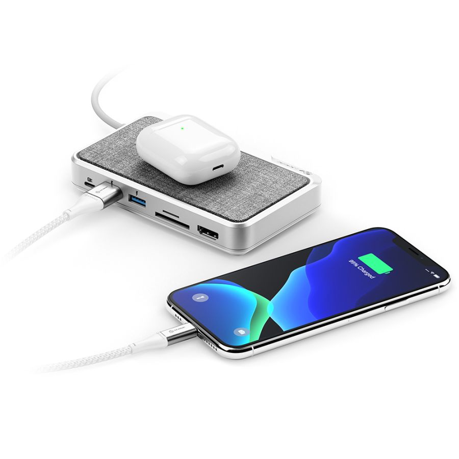 USB-C Dock Wave | ALL-IN-ONE / USB-C Hub with Power Delivery, Power Bank & Wireless Charger