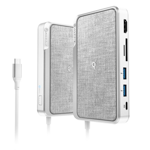 USB-C Dock Wave | ALL-IN-ONE / USB-C Hub with Power Delivery, Power Bank & Wireless Charger