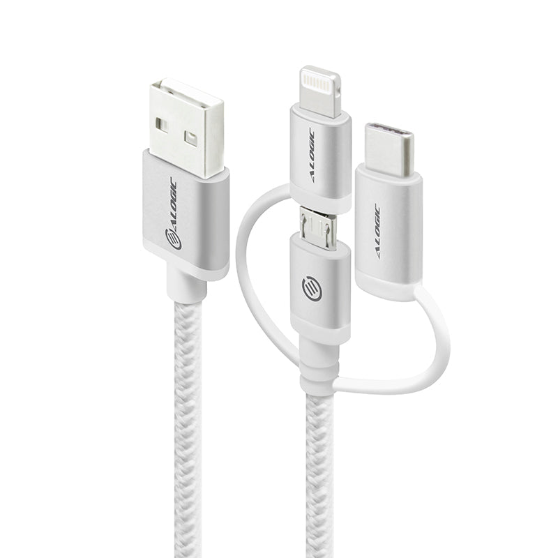 3-in-1 Charge & Sync Combo Cable - Micro USB + Lightning + USB-C - Prime Series