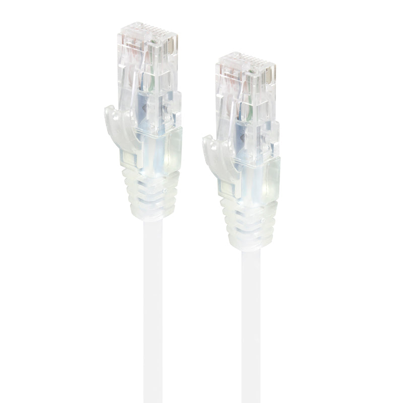 White Ultra Slim Cat6 Network Cable, UTP, 28AWG - Series Alpha