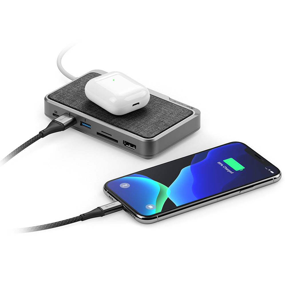 USB-C Dock Wave | ALL-IN-ONE / USB-C Hub with Power Delivery, Power Bank & Wireless Charger