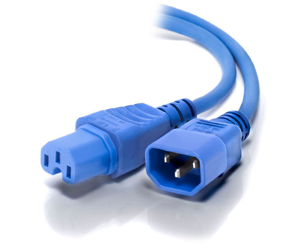 IEC C14 to IEC C15 High Temperature - Male to Female - 1.5m - Blue