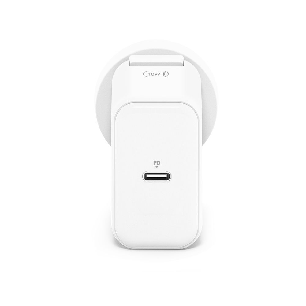 Combo Pack USB-C 18W Wall Charger with Power Delivery and USB-C to Lightning Cable-White