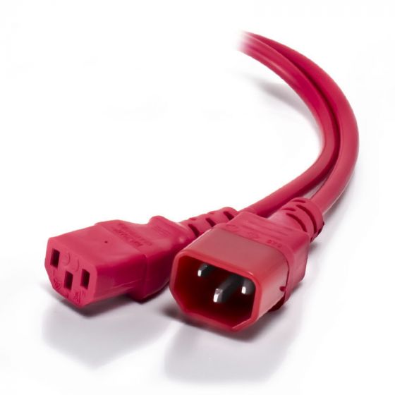 IEC C13 to IEC C14 Computer Power Extension Cord - Male to Female - 1.5m - Red