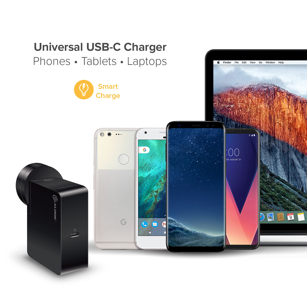 USB-C Laptop/Macbook Charger 45W with Power Deliveryâ€"œ Travel Edition with AU, EU, UK, US Plugs and 2m Cable