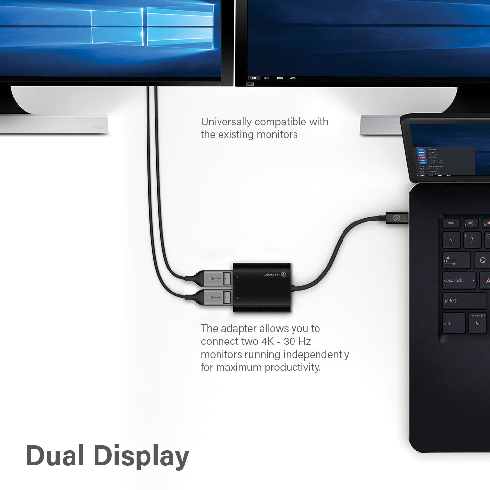 USB-C to Dual DisplayPort Adapter - 4K - 30 Hz