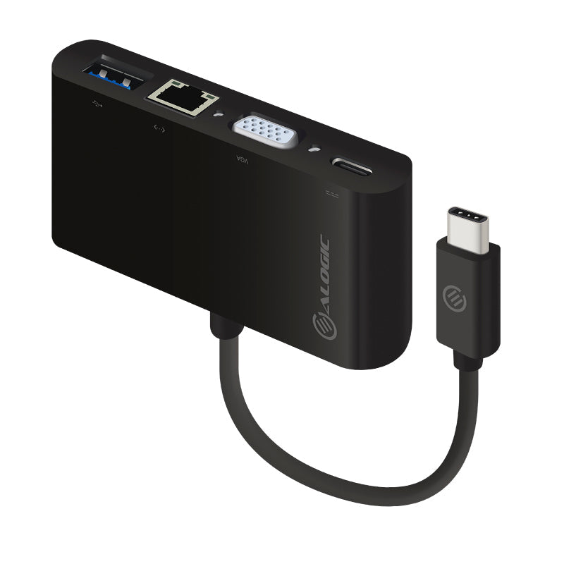 USB-C Multiport Adapter with VGA/USB 3.0/Gigabit Ethernet/USB-C Power Delivery (60W/3A)